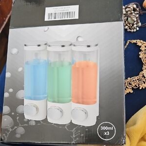 Triple Soap Dispenser Set - Blue, Green, Orange